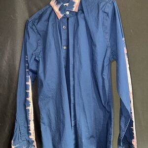 Express Blue hand tie dyed Button Down Shirt extra slim fit
